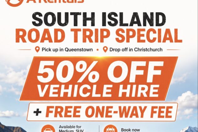 50% OFF Vehicle Hire + FREE One-Way Fee